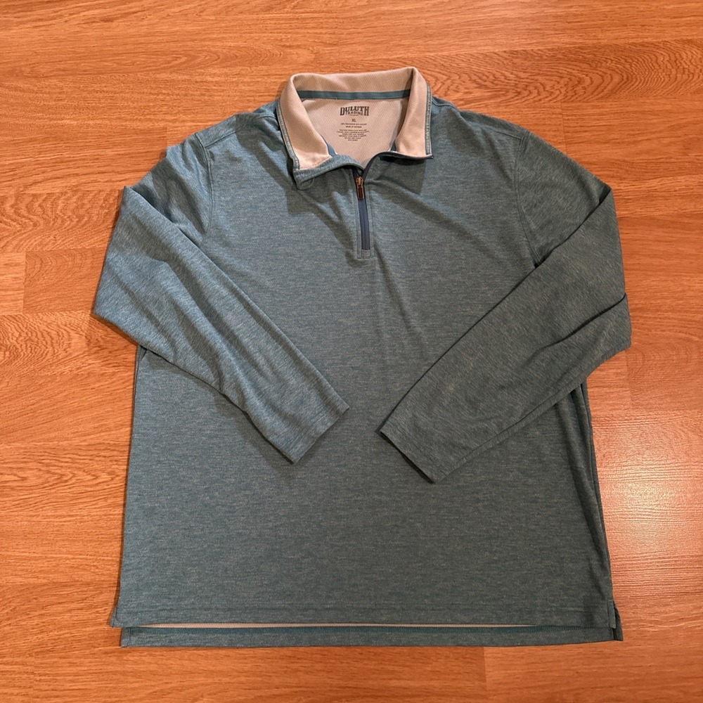 Duluth Trading Shirt Men's XL Green 1/4 Zip Performance Running Long Sleeve Golf